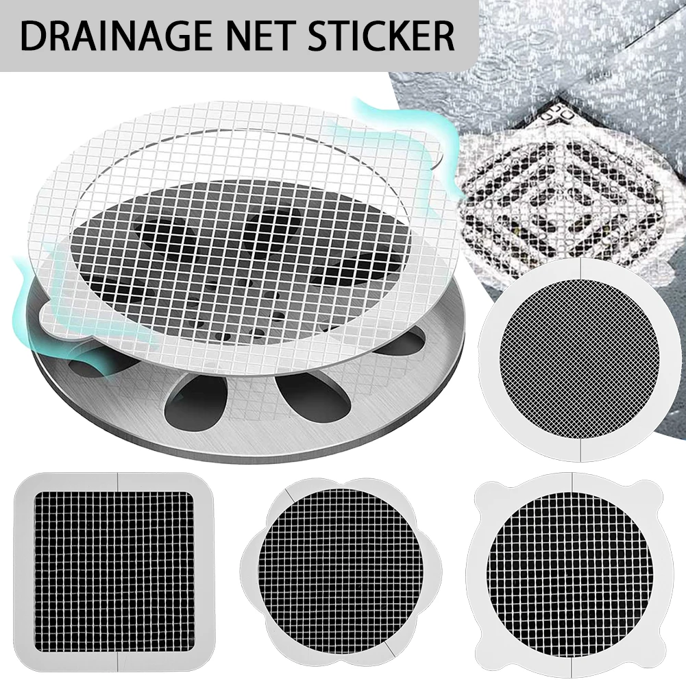 

30pcs Disposable Bathroom Shower Floor Drain Sticker Self-adhesive Floor Drainage Hair Anti-blocking Filter Sticker Hair Catcher