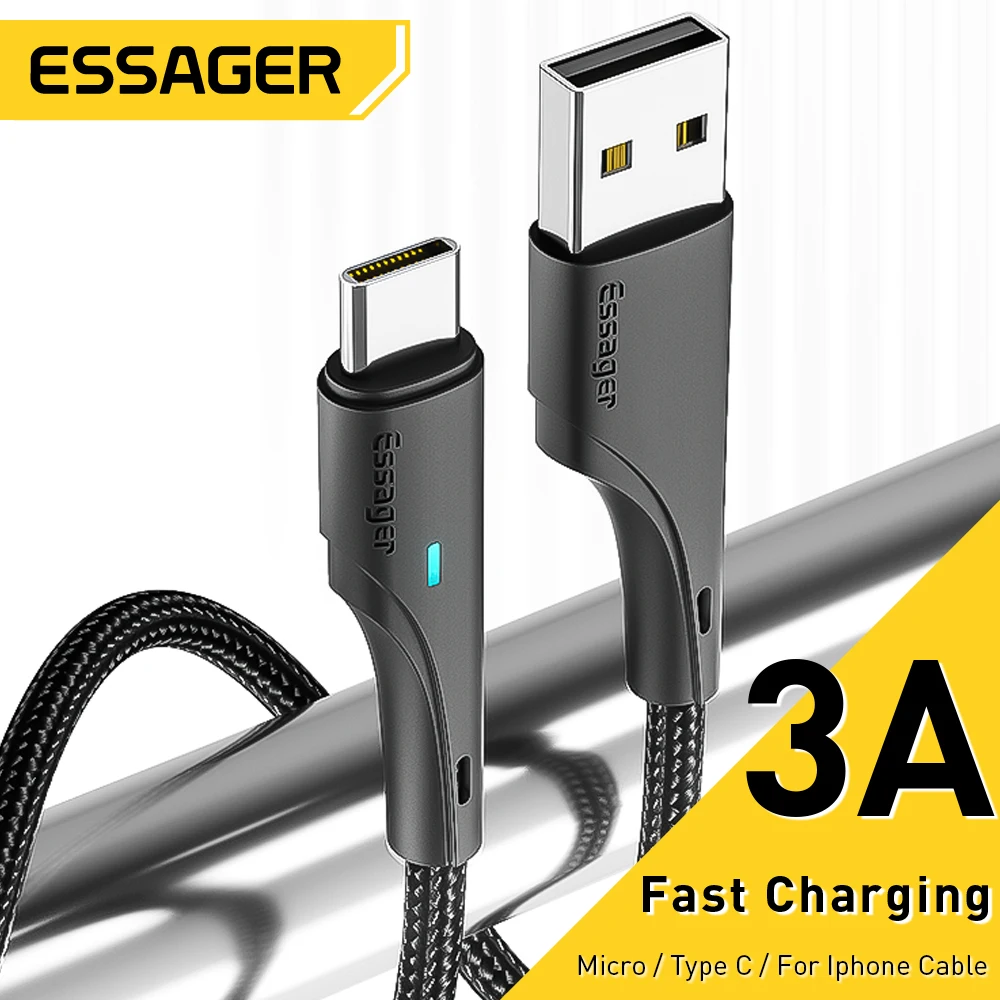 Кабель зарядный Essager 3 А USB Type-C Micro |