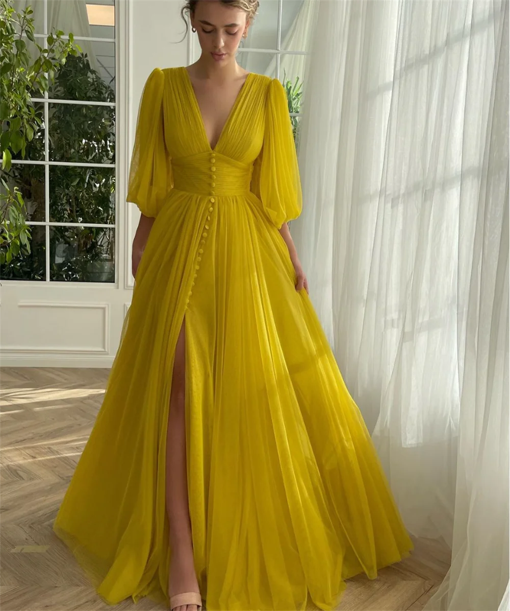 Платье для выпускного вечера с длинным рукавом и Боковым Разрезом