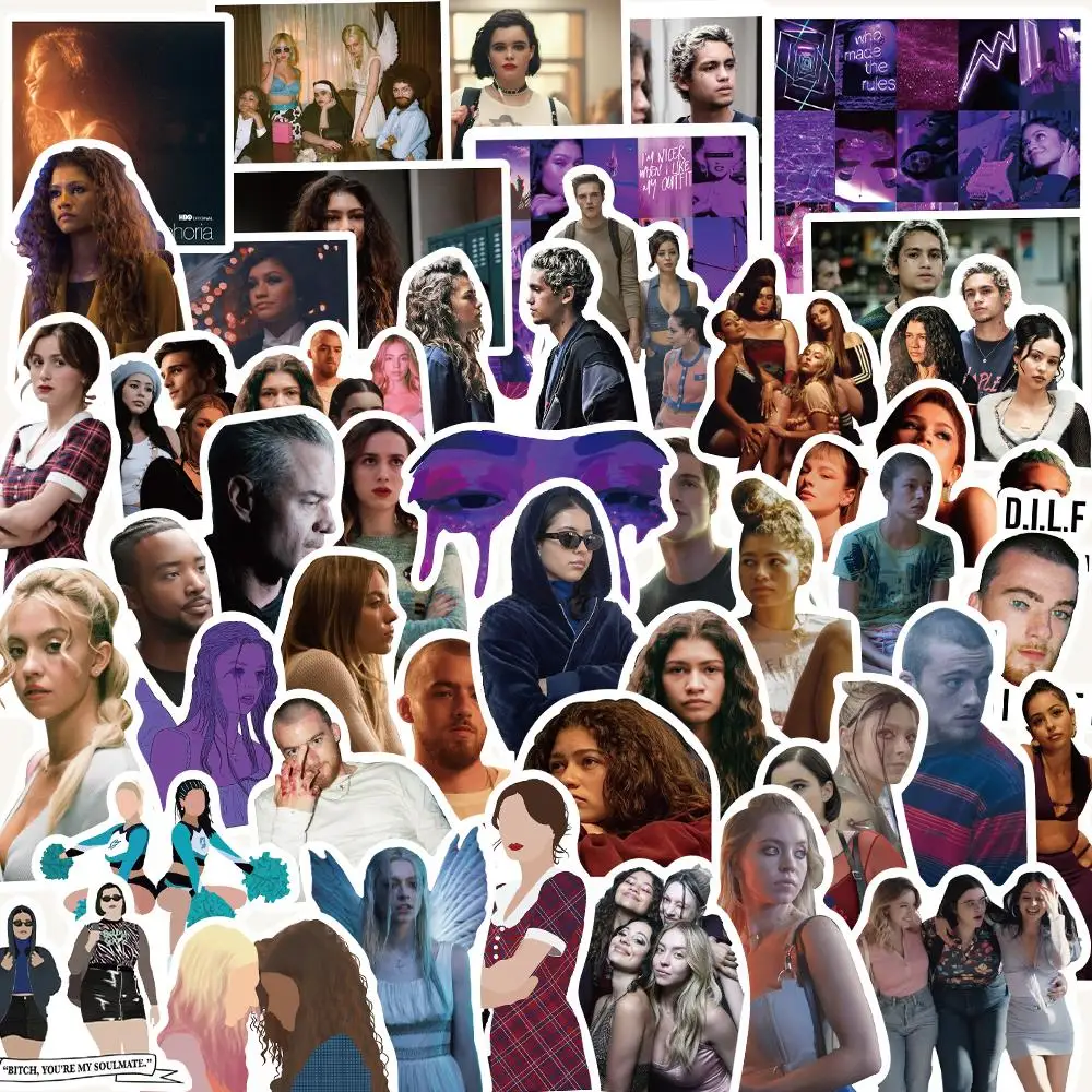 

10/50pcs HOT TV show U.S. drama Euphoria Stickers Decal for Refrigerator Car Helmet DIY Gift Box Bicycle Notebook Skate Trunk