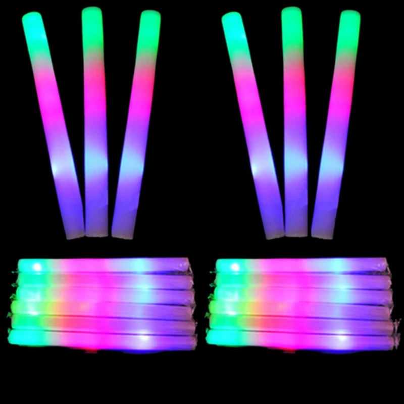 

12pcs Foam Glowing Up Wand Night Toy Street Vendor Gift Meteor Storm LED Toy Sticks w/ Flashing Light for Children Adult