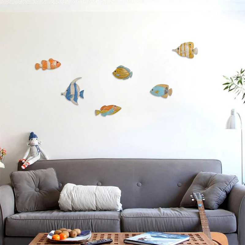 

Fish Wall Hanging Iron Wall Decor Creative Ornament Craft Wall Setting Marine Life Home Decoration Accessories
