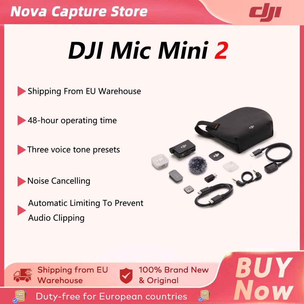 DJI Mic Mini 2 Wireless Lapel Mic Dual Channel Professional Audio Recording for Smartphone DSLR Vlog Creator Mic Mini 2