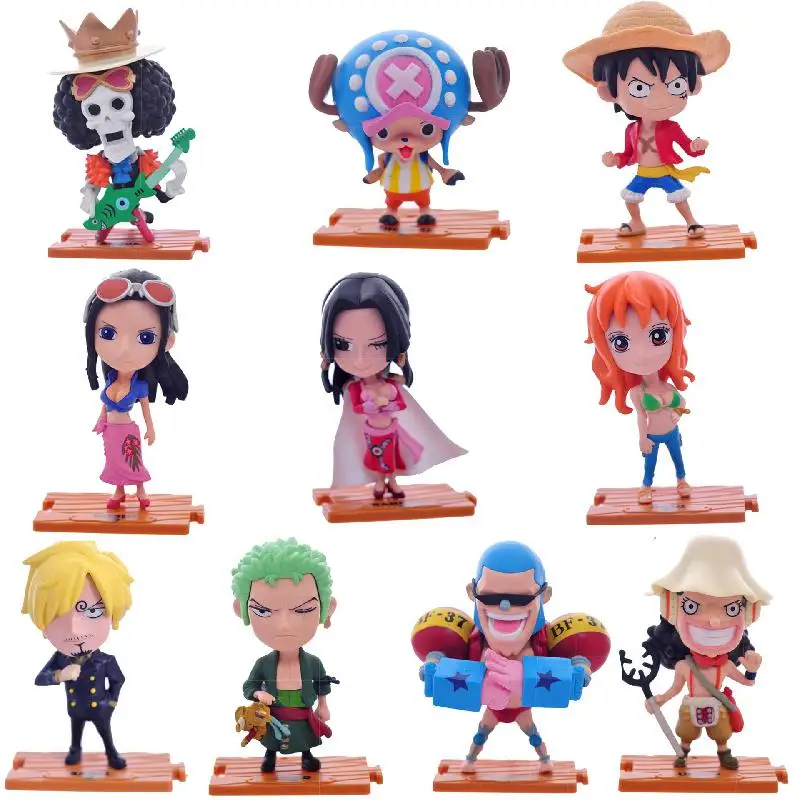 

10pcs/set One Piece Anime Figure Roronoa Zoro Luffy Cute Anime Cartoon 10cm Action Figuras Kawaii Collection Model Toys