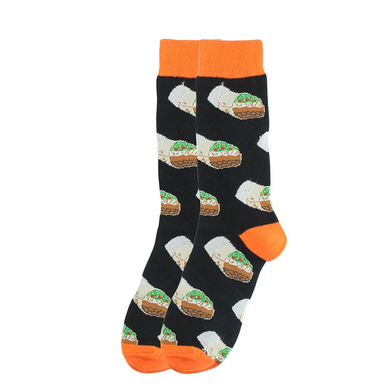 

Casual Crazy Socks Food Pattern Long Tube Funny Happy Men Socks Novelty Skateboard Crew