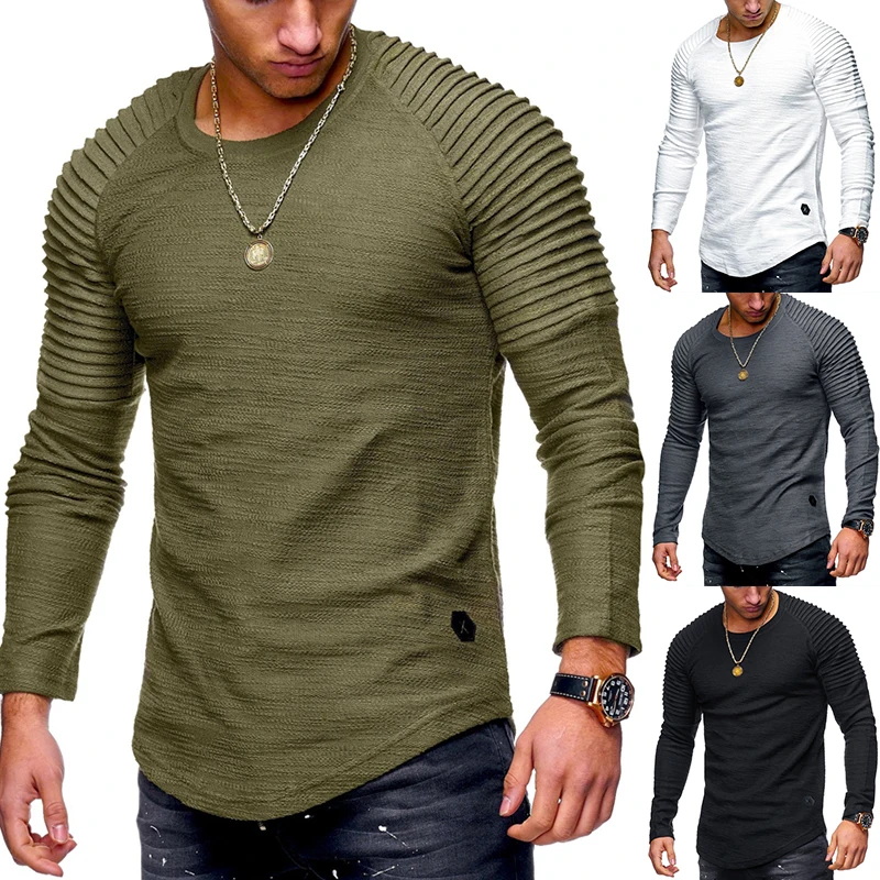

Men's Slim Fit T-shirt Pullover Tops Long Sleeve Breathable Cotton O Neck Blouse Solid Long Sleeve Muscle T-shirt Fashion Shirt