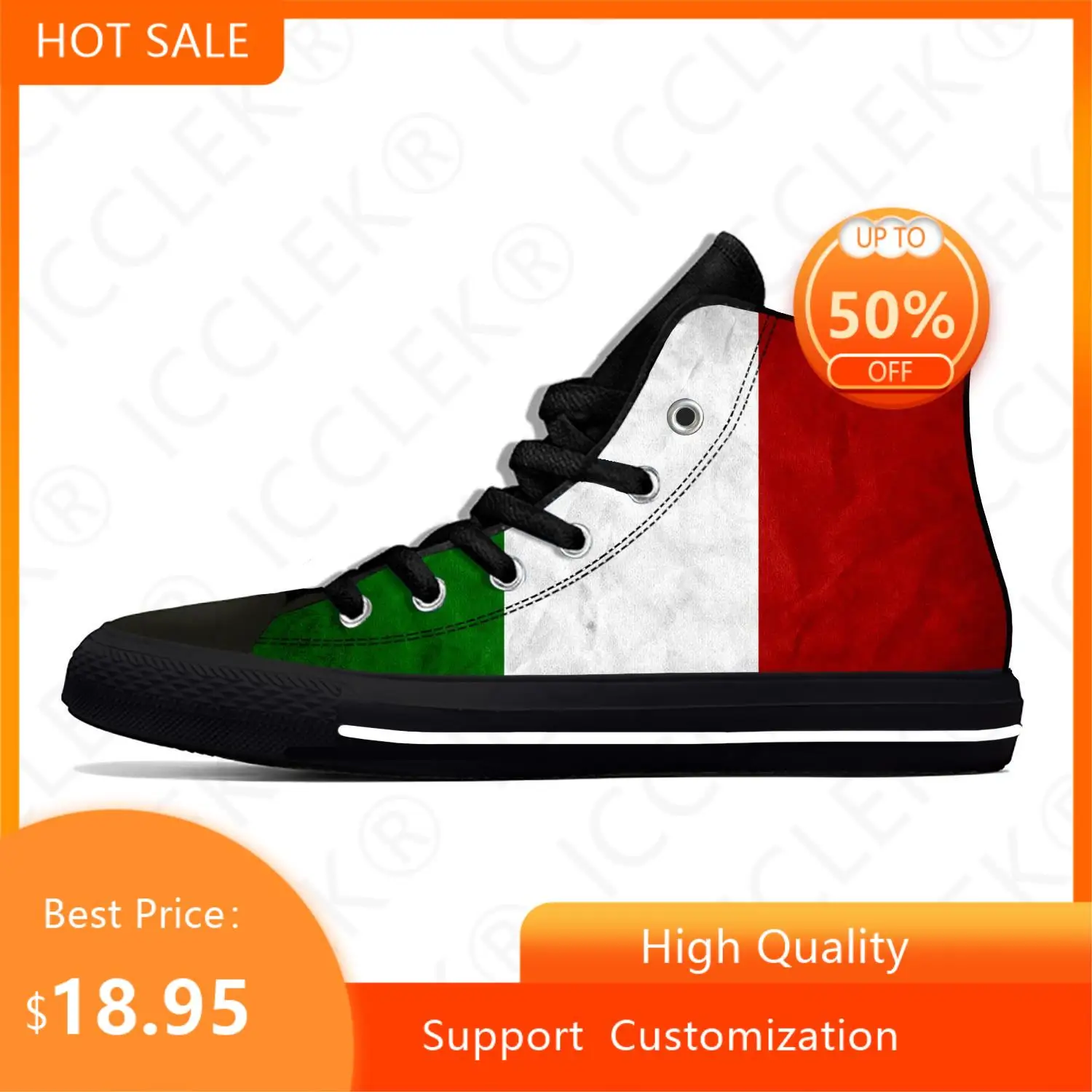 

Hot Italy Italia Italian Flag Patriotic Casual Shoes High Top Lightweight Mens Womens Sneakers Breathable Latest Board Shoe