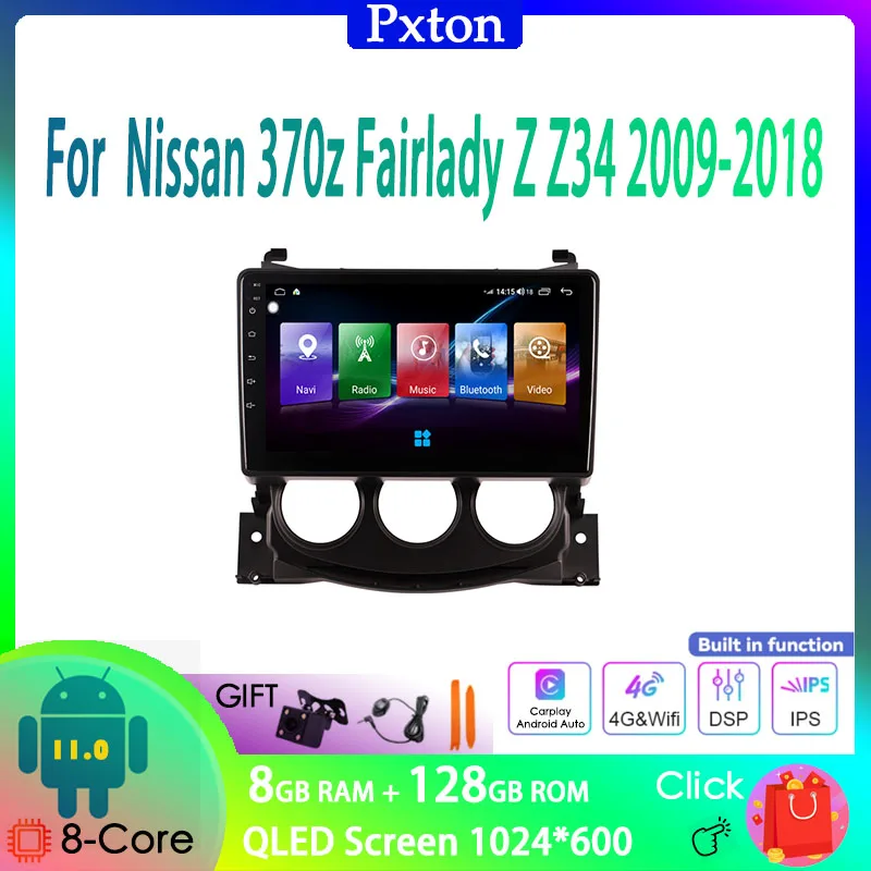 

Pxton Tesla Screen Android Car Radio Stereo Multimedia Player For Nissan 370z Fairlady Z Z34 2009-2018 Carplay Auto 8G+128G 4G