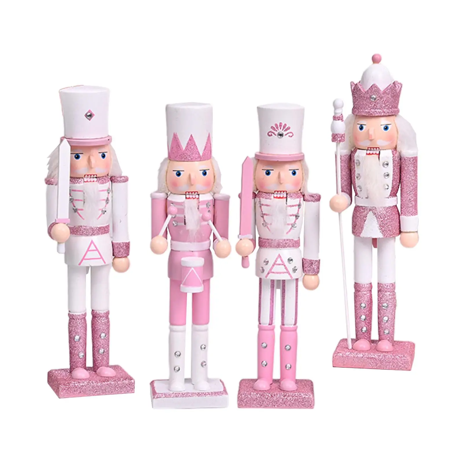 

4Pcs Nutcracker Decoration Durable Unique Sparkle 30cm Nutcrackers Figures for Birthday Countertops Holiday Desktop Living Room