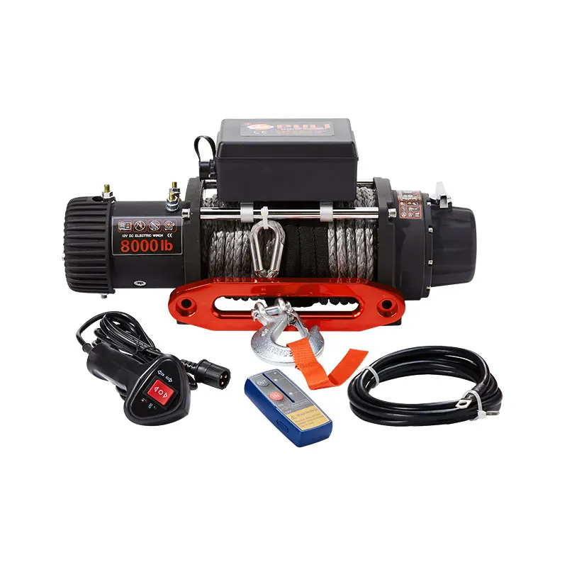 

power motor strong gears quiet brake fast speed 8000lb winch 12V for jeep auto car offroad 4x4 with synthetic rope