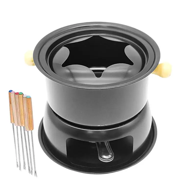 Горшок для фондю из углеродистой стали горячий горшок сыра с 6 вилками