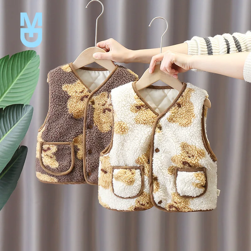 

New Spring Autumn Girls Thicken Warm Vest Baby Boys Waistcoat Kids Outerwear Vest Children Flannel Jackets Vest Kids Sleeveless