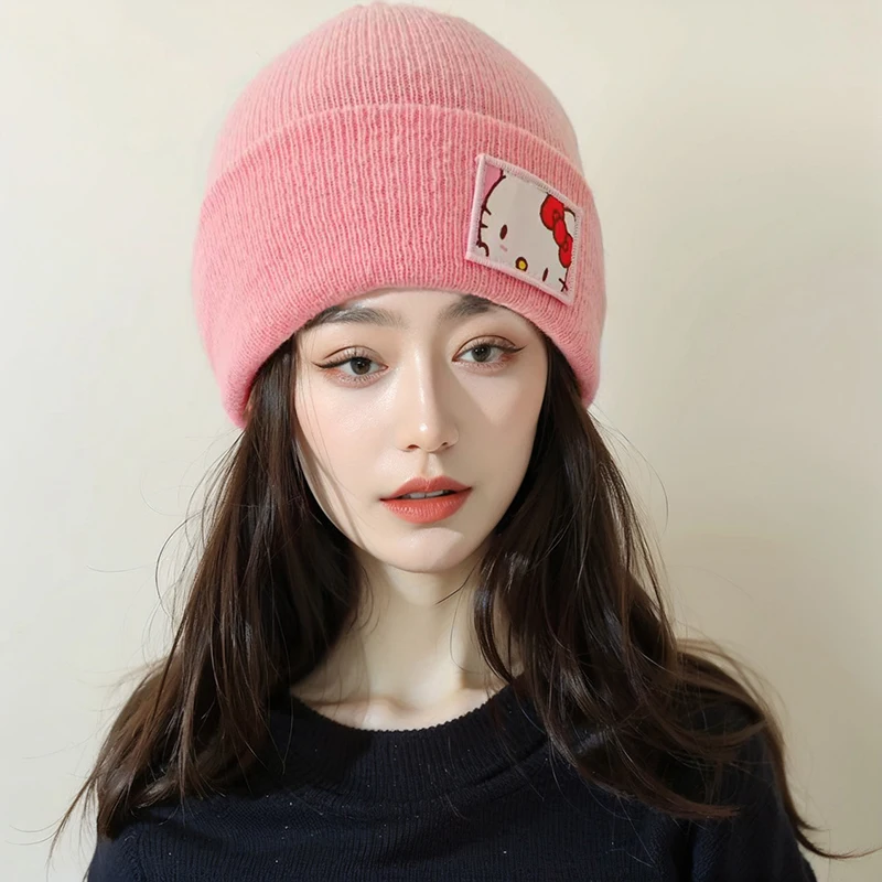 1 шт. Saniro Hello Kitty шапка-бини женская милая зимняя вязаная шапка с рисунком Cinnamoroll
