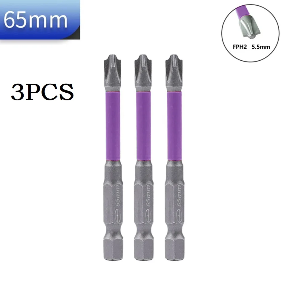 

3Pcs Magnetic Screwdriver Bits Set Special Slotted Cross Screwdriver Bit For Electrician FPH2 65/110mm Hex Shank