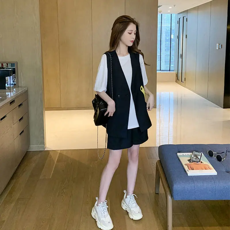 Женские комплекты из 3 предметов простые женские крутые футболки с коротким