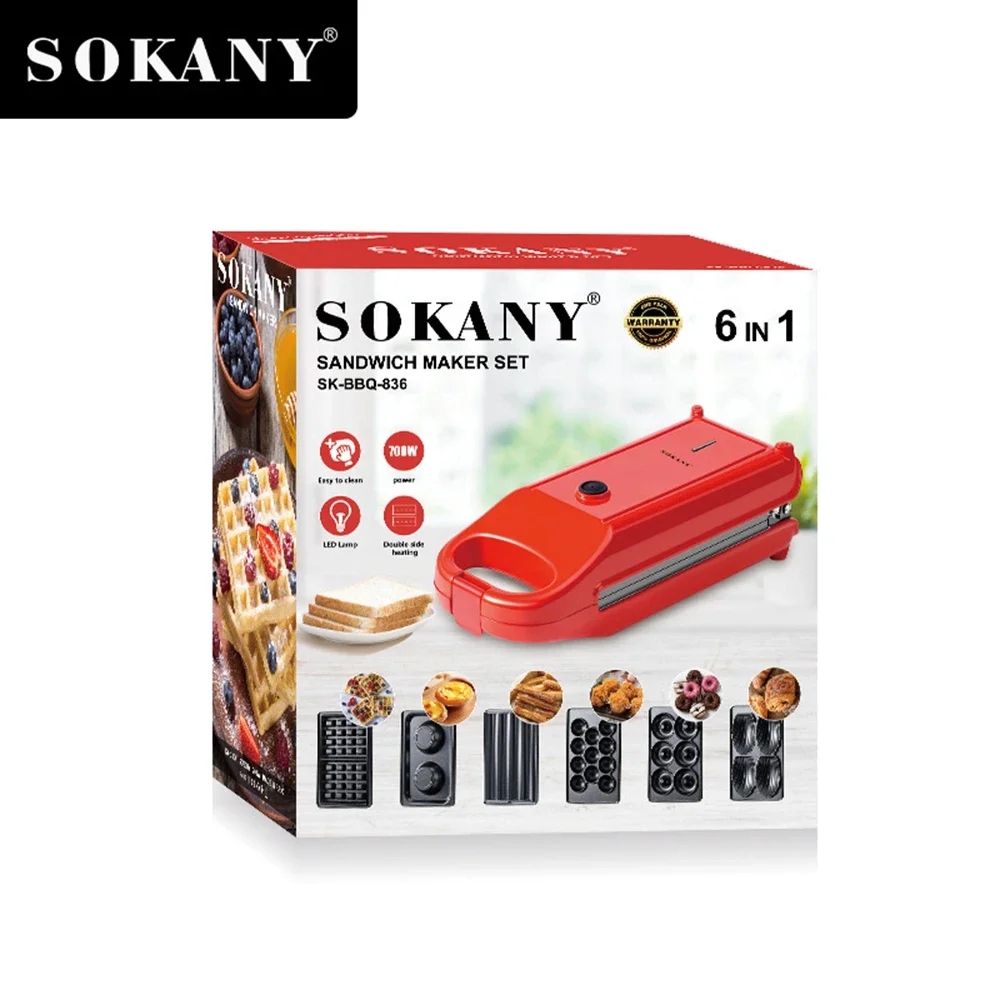 Домашняя хлебопечка многофункциональная машина для завтрака 6 в 1 сэндвичей