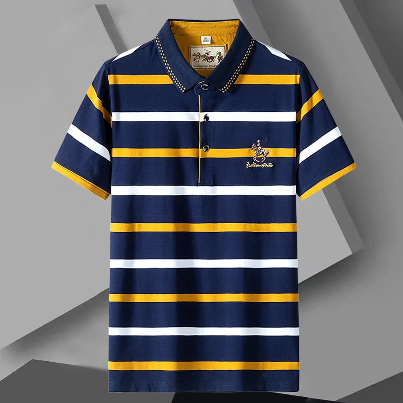 Летняя деловая повседневная мужская футболка с короткими рукавами хлопковая