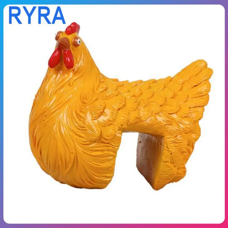 

Resin Chicken Hen Sculpture Art Crafts Funny Chicken Fence Housewarming Gift Rooster Figurines Wall Art Plug In Resin Courtyard