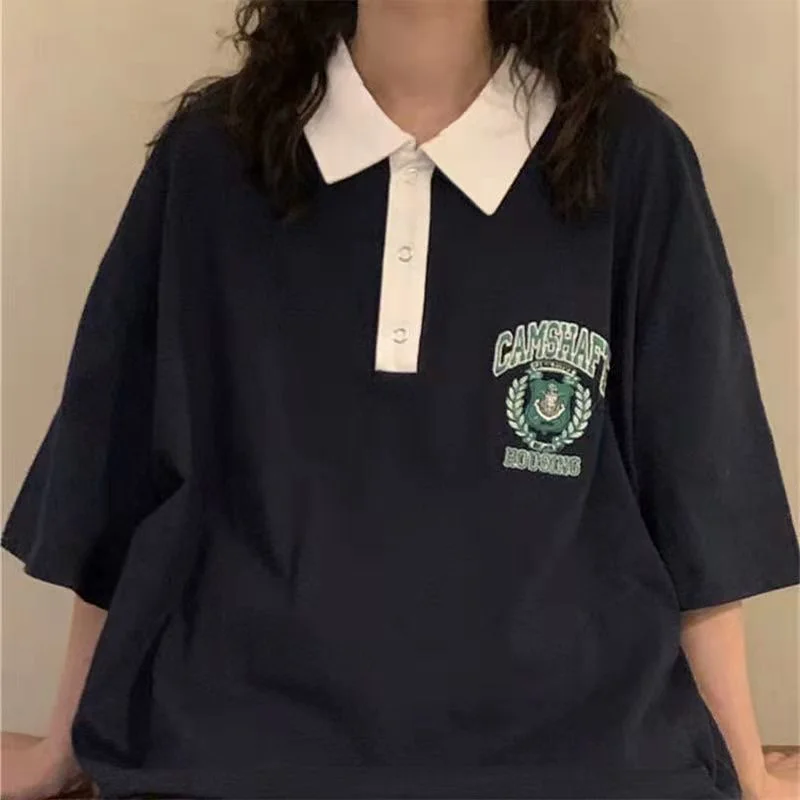 

Серая винтажная бейсбольная форма, рубашка-поло, футболка оверсайз для женщин и мужчин, повседневные спортивные футболки с коротким рукаво...