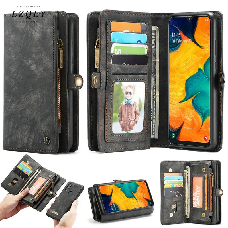 

Ретро чехол из натуральной кожи многофункциональный Магнитный кошелек флип-чехол для Samsung Galaxy A50 A70 A30 A20 A40 чехол для телефона с отделением дл...