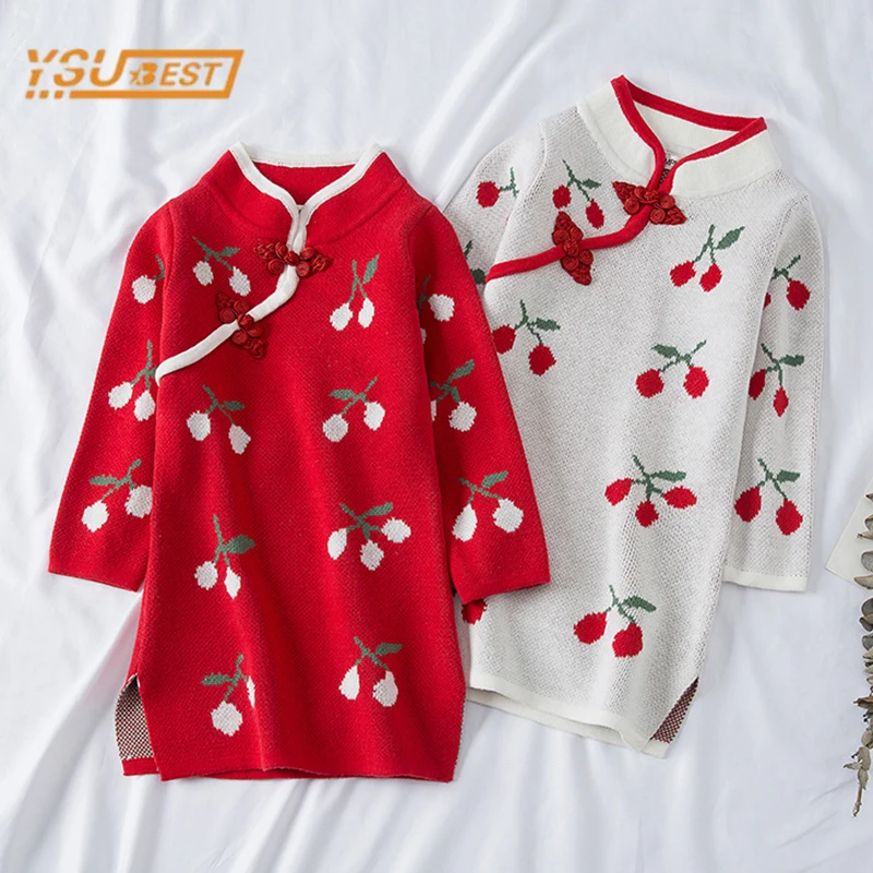 Детское платье с матросским воротником детское вязаное длинным рукавом для