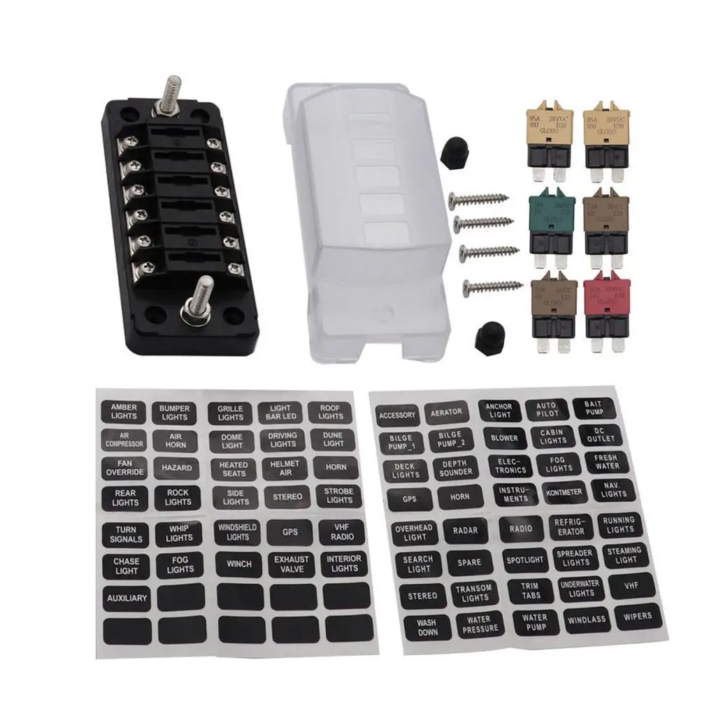 

Блок предохранителей, 6 каналов, 12 позиций, 12 В, 24 В, макс. постоянный ток, 32 В, блок предохранителей с прицепом, держатель блока ATC