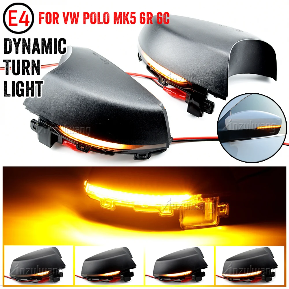 

Side Wing Mirror Indicator Dynamic Turn Signal LED Light For Volkswagen VW Polo MK5 6R 6C 2009 2010 2011 2012 2013 2014 -2017