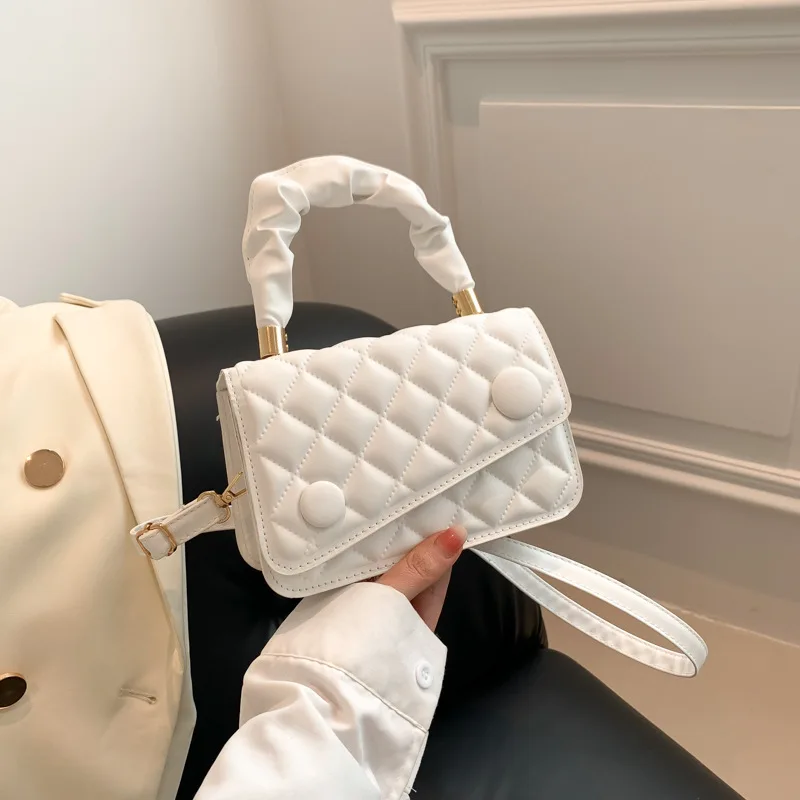 

Folded portable small bag women's spring and summer foreign style pure color shoulder Messenger bag small square bag trendy