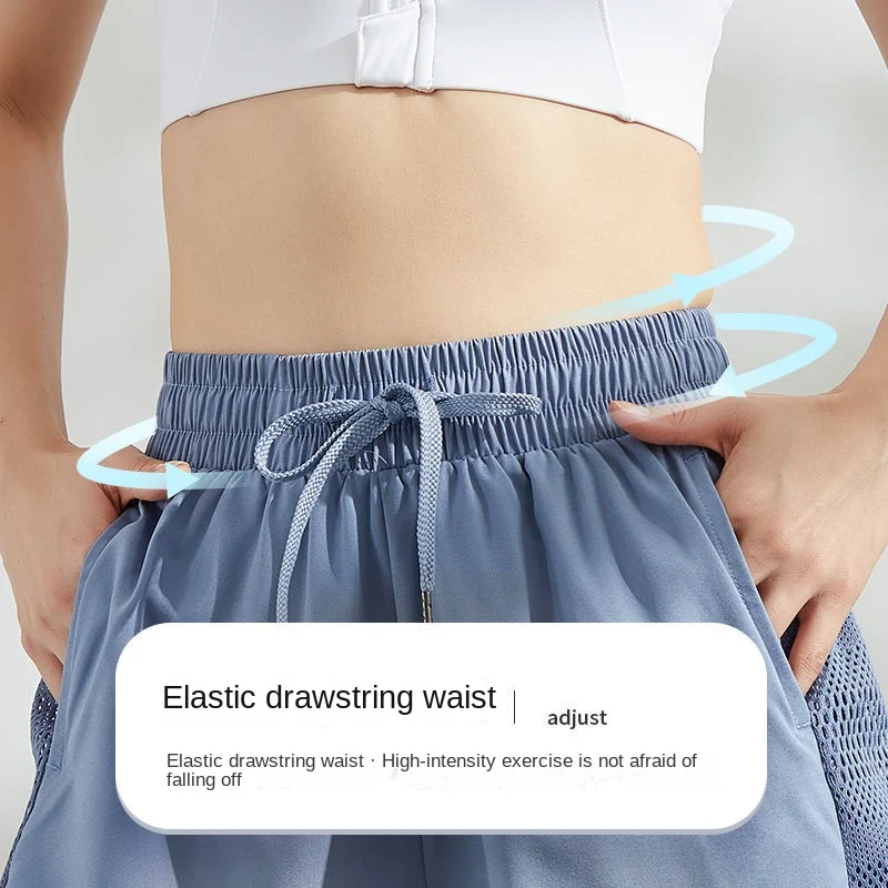 Sports Shorts Female Invisible Open-Seat Pants Female Fitness Yoga Pants Female Double Layer Training Run Thin Quick-Dry Pants