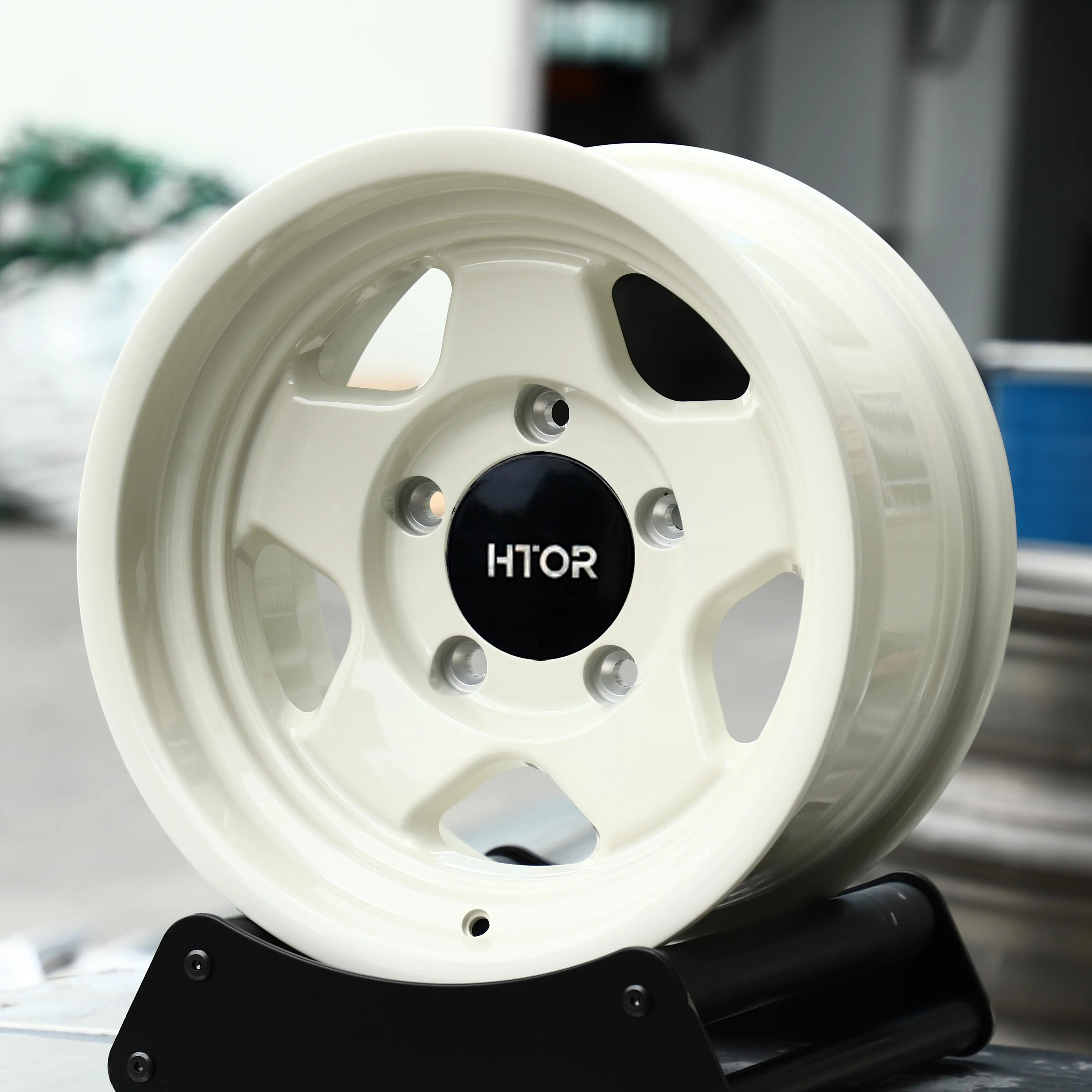 Фото Кованые диски JT Custom 15x8 16x8 17x8.5 5x114.3 5x127 в ретро-стиле с 5 спицами, цвет мятно-белый, для Wrangler TJ, Cherokee XJ, GMC Jimmy. №2