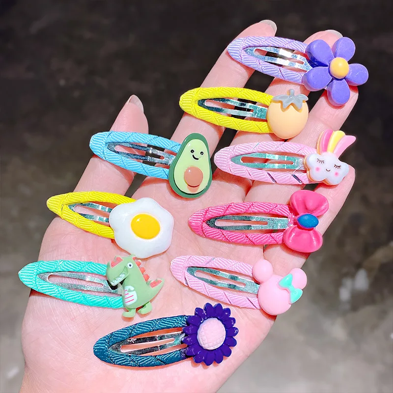 

10pcs/bag Girs Cute Hair Clip Cartoon Cute Flower Small Clips Kids Sweet Hair Decorate Bangs Hairpin Barrettes Hair Accessories