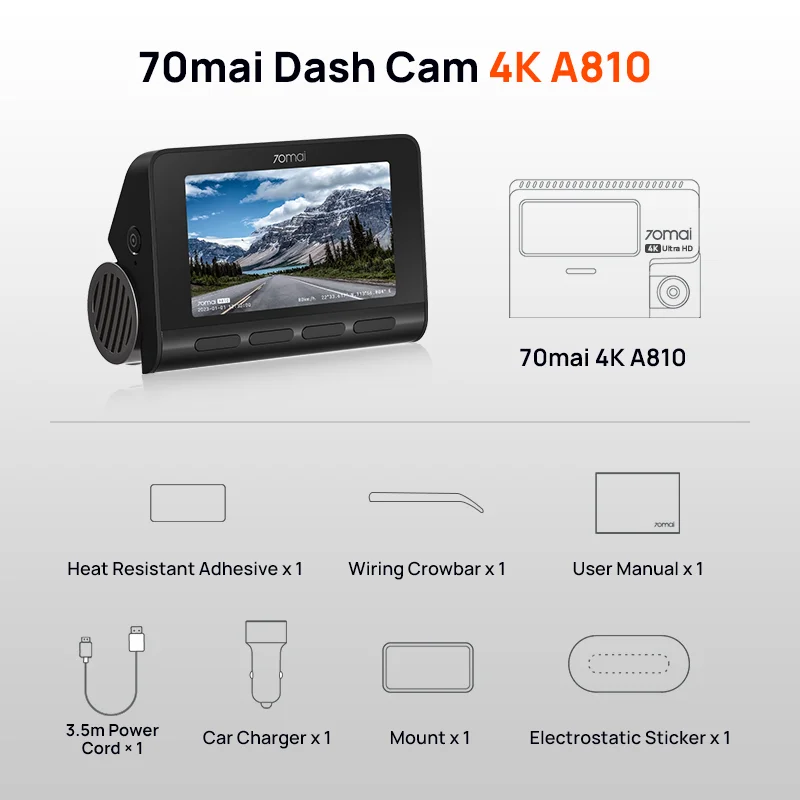 

Видеорегистратор 70mai 4K A810 Ultra HD GPS ADAS 150FOV HDR, двухканальный, с поддержкой обнаружения движения, 70mai A810, автомобильный видеорегистратор, совместимый с LTE 4G
