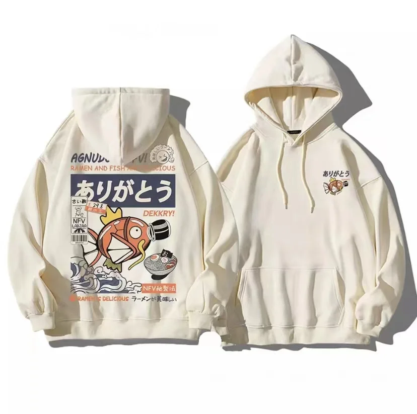 

100%Cotton Anime Men's Hoodies Vintage Japanese Cartoon Hoody Street Harajuku Hip Hop Sweatshirt Women Streetwear Pullover
