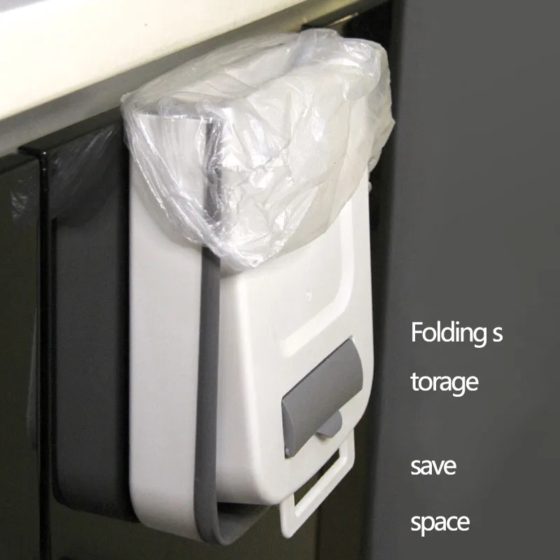 

Creative folding trash can kitchen cabinet wall hanging storage bin multifunctional portable hanging car large storage basket