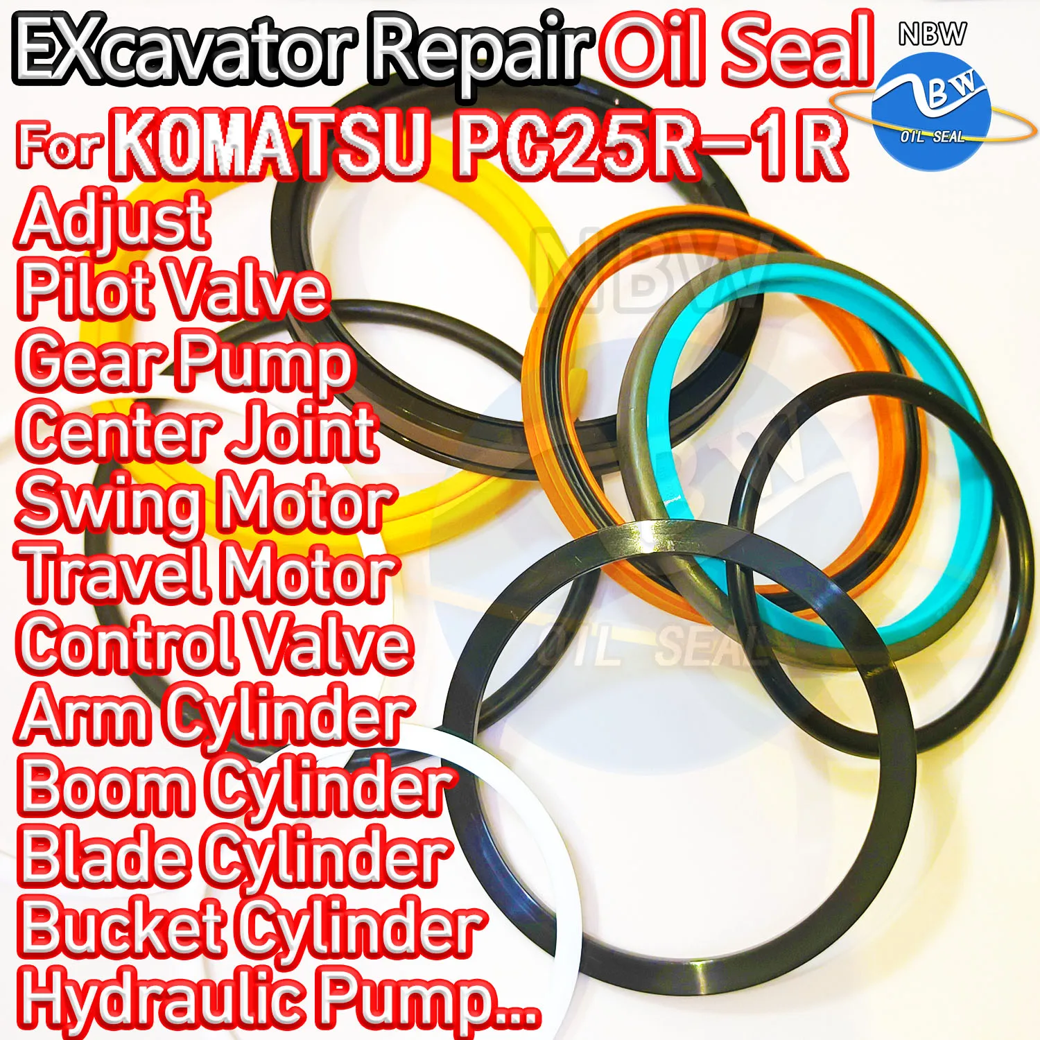 

For KOMATSU PC25R-1R Excavator Oil Seal Kit High Quality Repair PC25R 1R Nitrile Pilot Valve NBR Nok Washer Skf ZENOAH Blade
