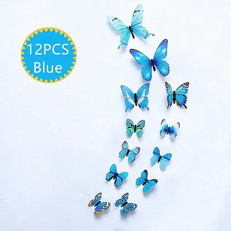 

12 шт., прозрачные реалистичные 3D наклейки на стену с бабочками, домашний декор комнаты, бабочки для свадебного украшения, магнитные наклейки на холодильник