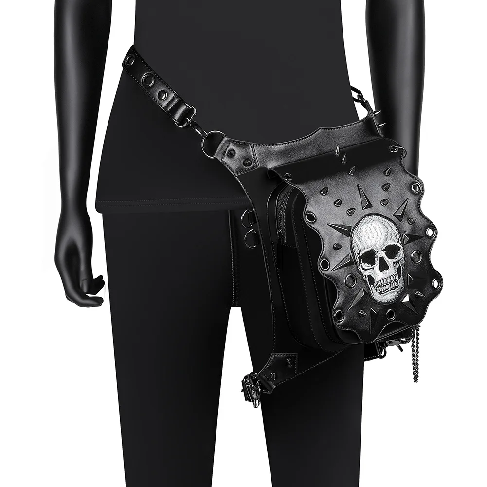 

Personality Trend 2022 New Female Halloween Punk Skull Waist Bag Female Messenger Bag Outdoor Multi-function Motorcycle Bag Gg