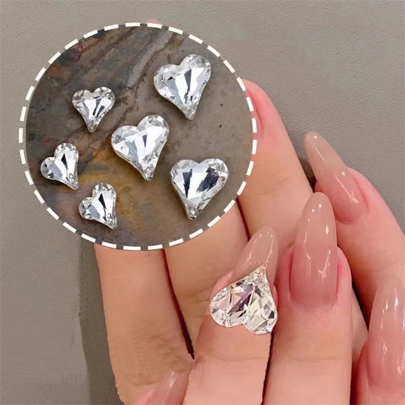 

10pc Large Nail Art Rhinestones Flatback 2Sizes Peach Heart High Quality K9 Glass Stone Fashion Nails DIY Decoration Accessories
