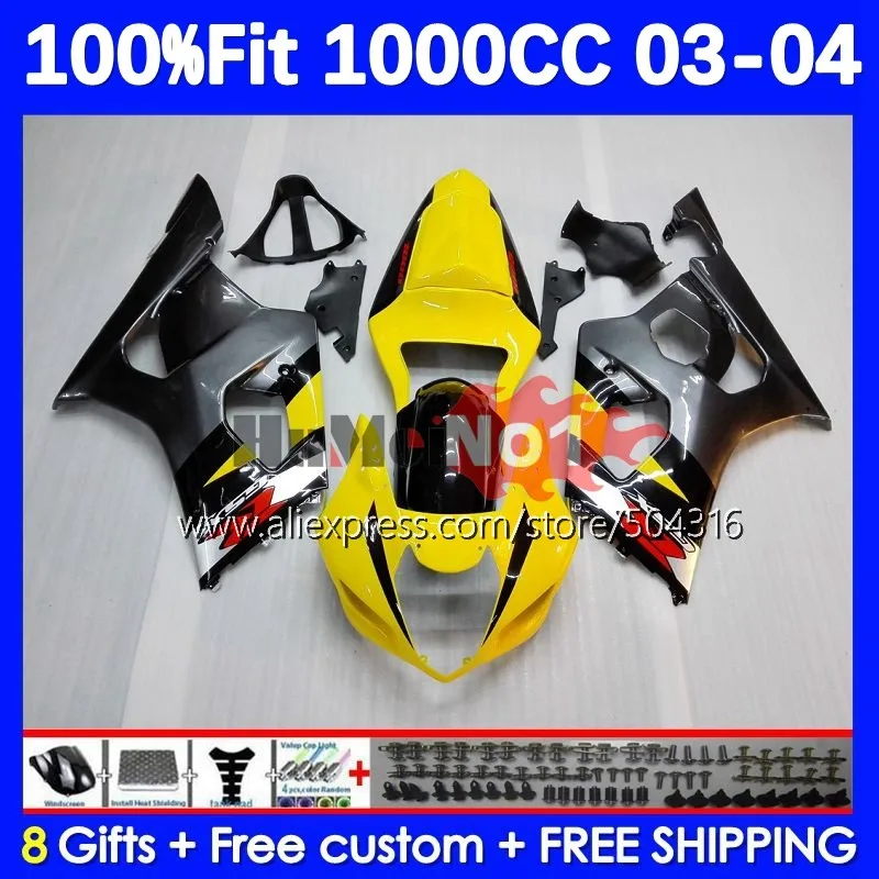 

OEM Body For SUZUKI GSXR-1000 GSXR 1000 CC 20No.2 1000CC GSX R1000 K3 GSXR1000 03 04 2003 2004 Injection Fairings yellow grey