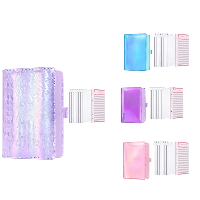 

Бюджетные конверты для наличных денег формата A6, 6 колец, бумажные карманы на молнии для органайзера для денег, планировщика