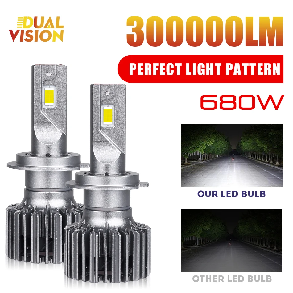 

300000LM 680W H7 LED Car Headlight Bulb Canbus H4 H8 H9 H11 9005 HB3 9006 HB4 led Auto Turbo Fog Lamp for Cars 6000K High Power