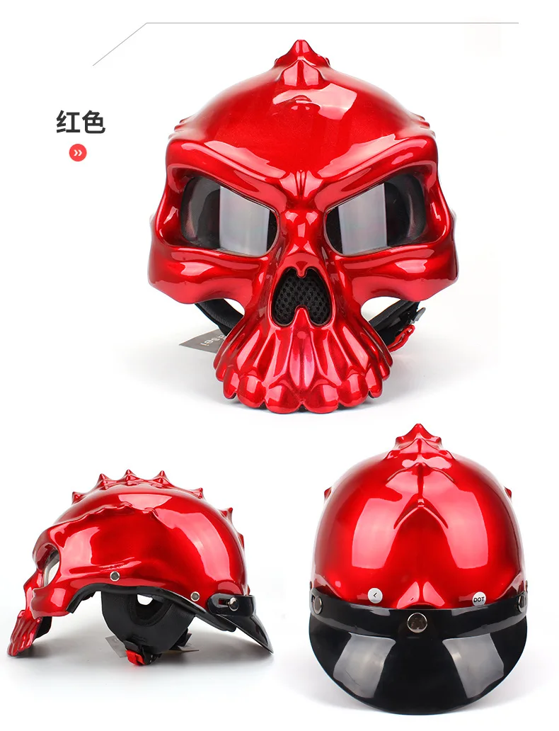 

Half Helmet Retro Vintage Cool Skull Motorcycle Helmets Custom Men Oepn Face Capacetes Predator Helmet Dot Half Face Motor