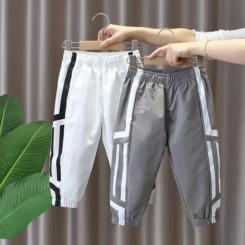 

2023 Boys Summer Anti-mosquito Pants Trousers Boys and Girls Thin Pants New Children's Teens Quick-drying Sports Pants Trousers