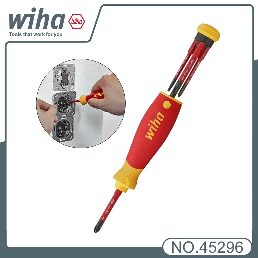 WIHA 45296 Многофункциональная изолированная отвертка 4 в 1 с битным журналом PocketMax