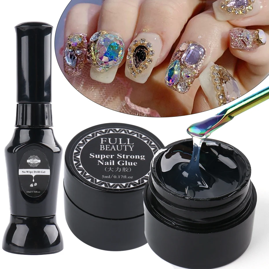 Nail Art Rhinestone Gel Super Sticky Clear Nail Polish Adhesive Gel for DIY Nail Art Crystal Gems Jewelry Decoration SA1826