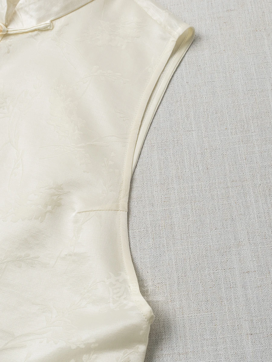 [Цин] Xi Zi Новый китайский шелковый жилет женский короткий уличный воротник-стойка