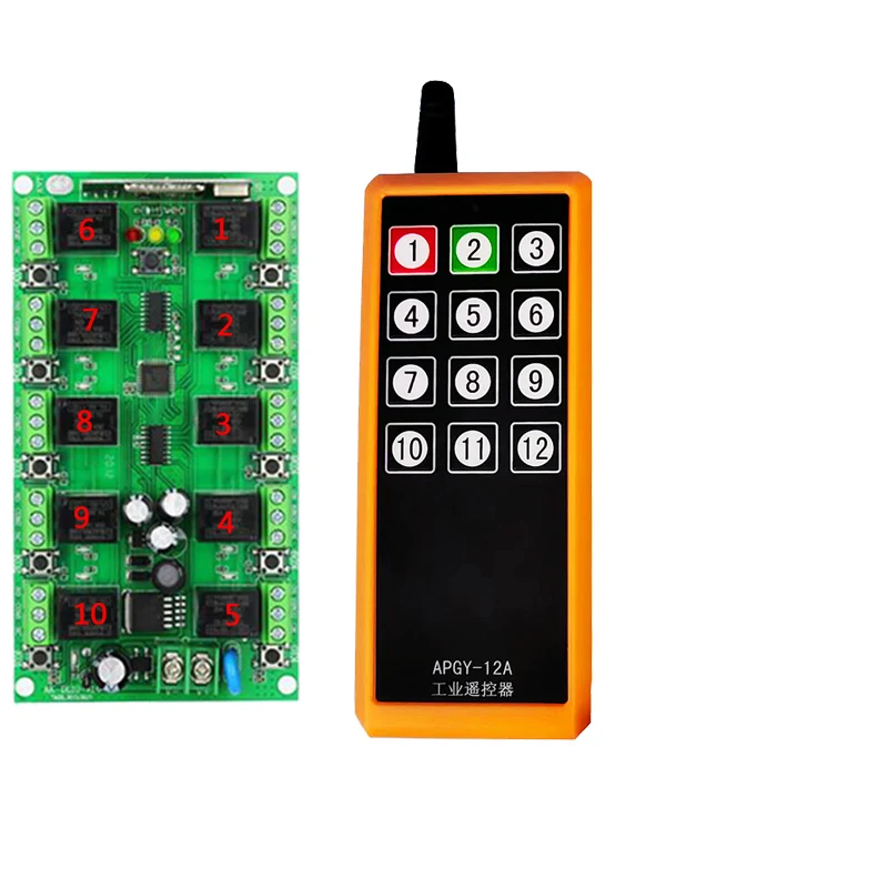 

Беспроводная радиочастотная система дистанционного управления 2000 м 433 МГц 12 В постоянного тока 10 А 10 каналов 10 каналов индивидуальный обучающий код фонарь/Светодиодная лента