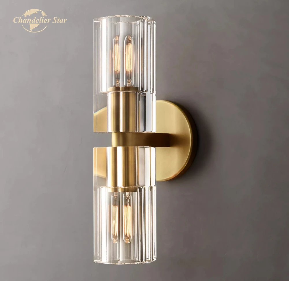 

Arcachon Linear Sconce Modern Retro LED Clear Crystal Brass Chrome Black Wall Lamps Living Room Bedroom Bathroom Indoor Lighting