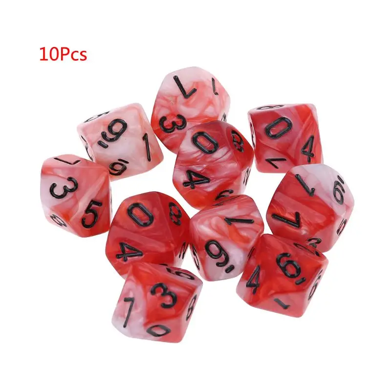 

10 шт./компл. 10-сторонний D10 полигедрические кубики, цифры, циферблаты, Настольная настольная игрушка