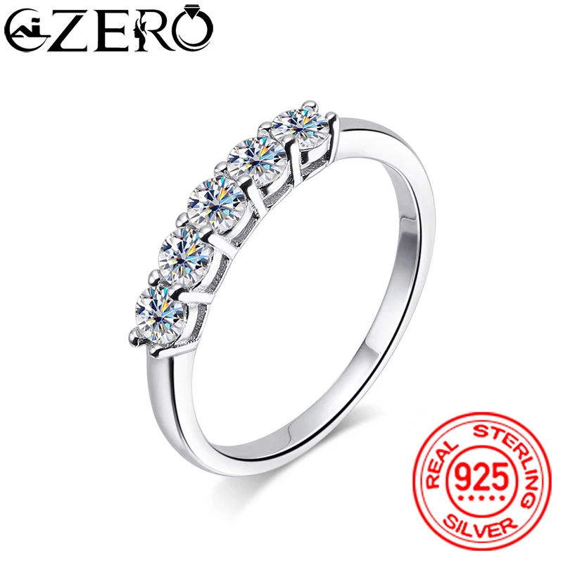 

ALIZERO 100% 925 Sterling Sliver Ring For Women 3mm D Color Moissanite Rings Engagement Wedding Band Top Quality Jewelry